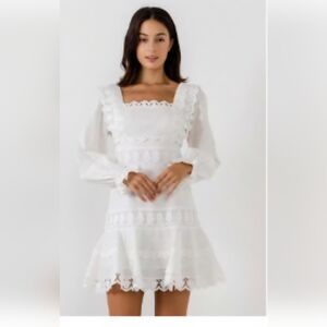 NWT Endless Rose Square Neckline Lace Trim Dress, Size Small